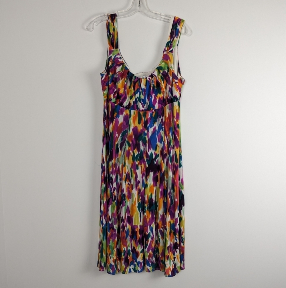 London Times Vivid Watercolor Print Sleeveless Maxi Dress - Size 16